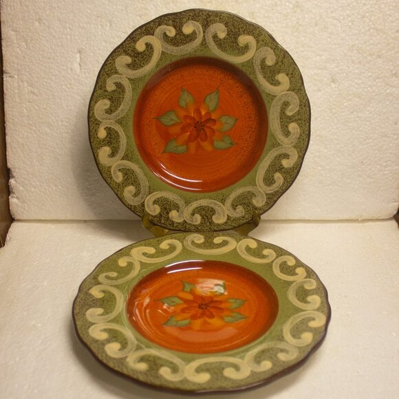 Two Tuscan 8 Inch Salad Plates by Casa Cristina Sage - Picture 1 of 8